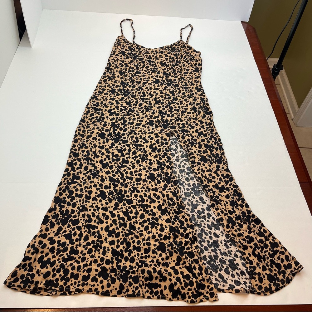 Reformation Crimini Spotted Leopard Midi Dress Blitz Size 2 Spaghetti Straps